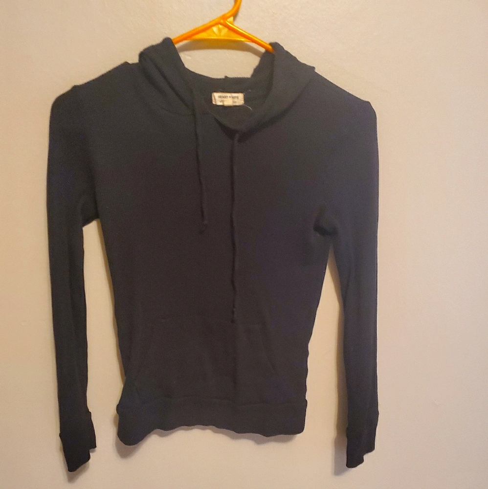 Thermal knit, black hooded sweater